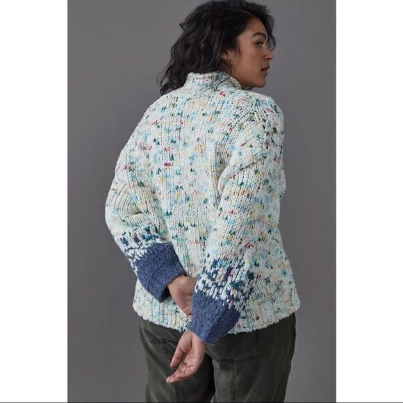 NEW Anthropologie Confetti Polka Dot Gaia Mock Neck Sweater Medium Petite - Picture 6 of 7